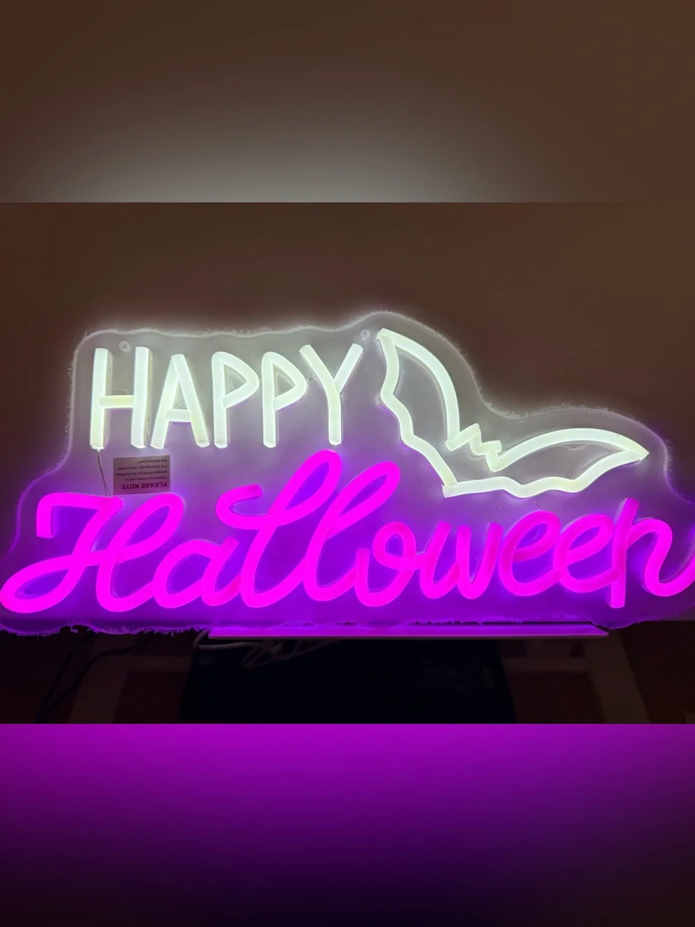 Happy Halloween LED Neon Sign - Pink and White -